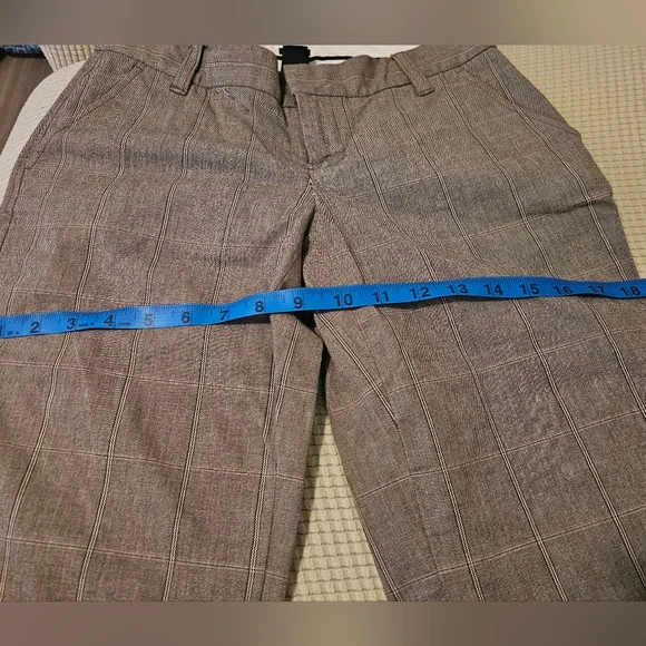 GAP Stretch Women Tan Wide Leg Plaid Dress Pants Sz 1R - Picture 5 of 8